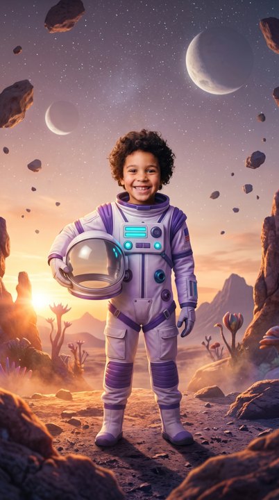 Un chico convertido en astronauta